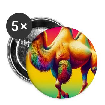 chameau - Lot de 5 grands badges (56 mm) - blanc - Devant