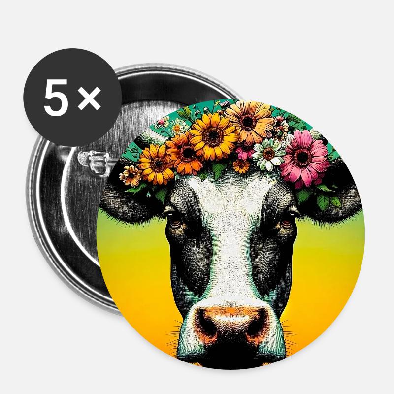 Kuh - Buttons groß 56 mm (5er Pack) - Weiß