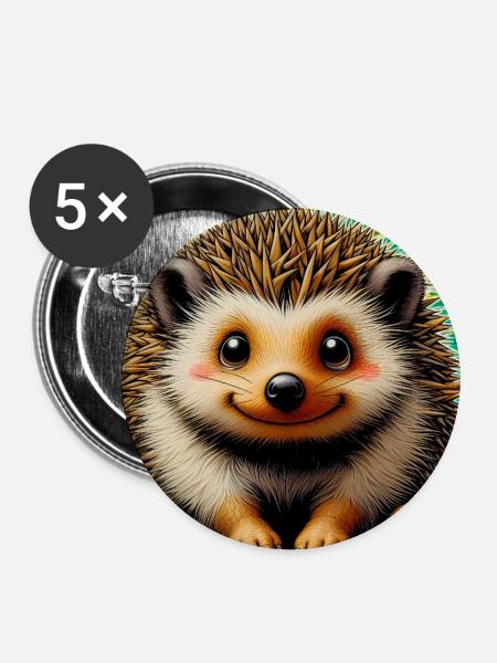 Igel - Buttons groß 56 mm (5er Pack) - Weiß
