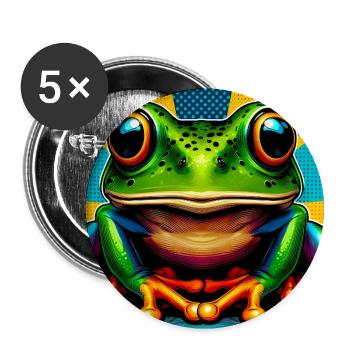 grenouille - Lot de 5 grands badges (56 mm) - blanc - Devant
