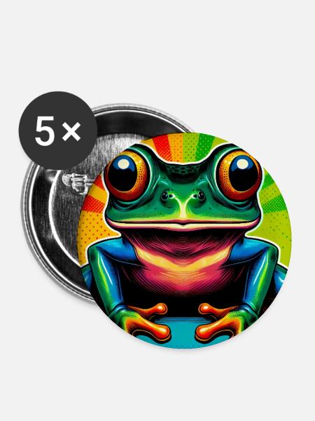 Frosch - Buttons groß 56 mm (5er Pack) - Weiß