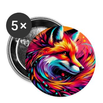 Fuchs - Buttons groß 56 mm (5er Pack) - Weiß - Vorne