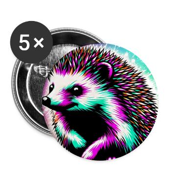 hérisson - Lot de 5 grands badges (56 mm) - blanc - Devant