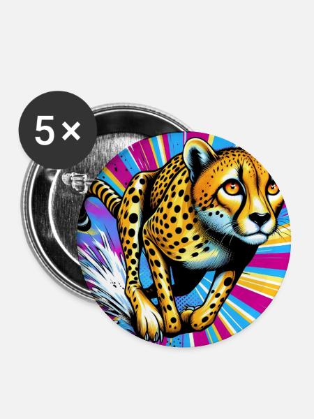 Gepard - Buttons groß 56 mm (5er Pack) - Weiß