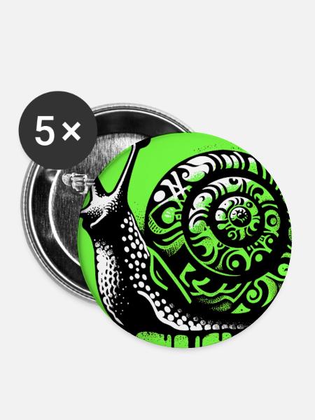 Schnecke - Buttons groß 56 mm (5er Pack) - Weiß
