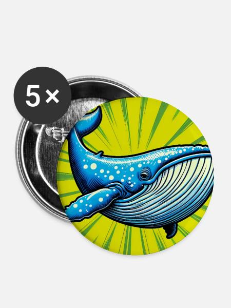 Wal - Buttons groß 56 mm (5er Pack) - Weiß