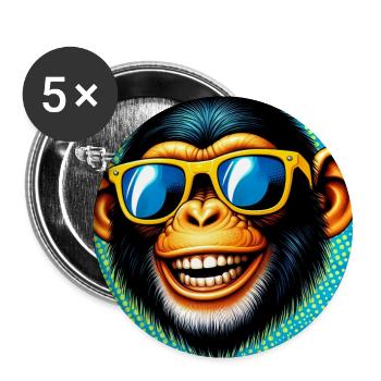 Chimpanzee Monkey - Buttons large 2.2''/56 mm (5-pack) - white - Front