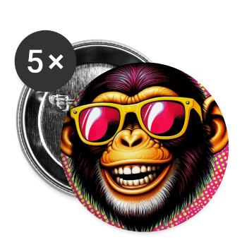 Schimpansen-Affe - Buttons groß 56 mm (5er Pack) - Weiß - Vorne