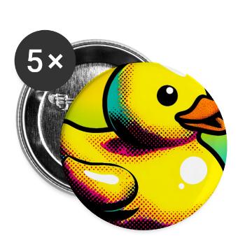 Caneton Canard Canard Canard - Lot de 5 grands badges (56 mm) - blanc - Devant