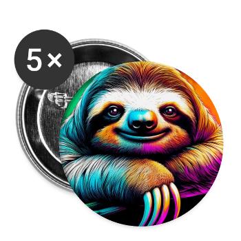 Faultier - Buttons groß 56 mm (5er Pack) - Weiß - Vorne