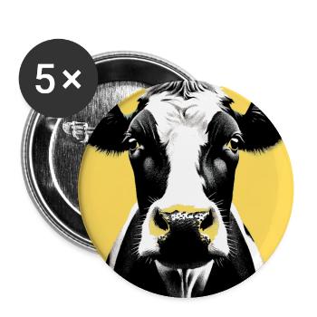 cow - Buttons large 2.2''/56 mm (5-pack) - white - Front