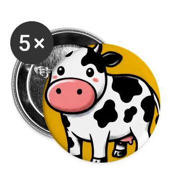 vache - Lot de 5 grands badges (56 mm) - blanc - Devant