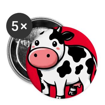 vache - Lot de 5 grands badges (56 mm) - blanc - Devant