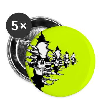 Collier squelette jaune fluo - Lot de 5 grands badges (56 mm) - blanc - Devant