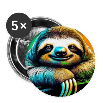 Faultier - Buttons groß 56 mm (5er Pack) - Weiß - Vorne