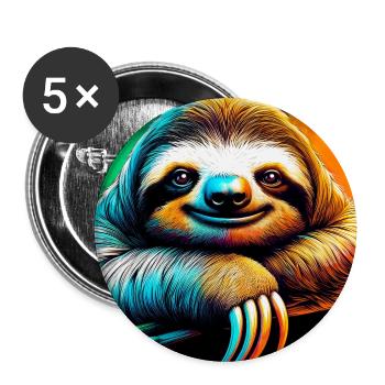 Faultier - Buttons groß 56 mm (5er Pack) - Weiß - Vorne