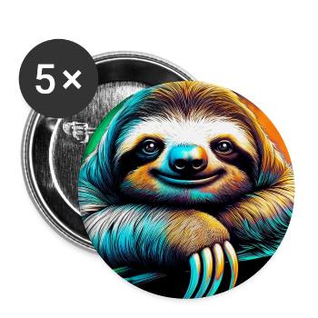 Faultier - Buttons groß 56 mm (5er Pack) - Weiß - Vorne