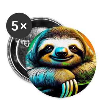 Faultier - Buttons groß 56 mm (5er Pack) - Weiß - Vorne