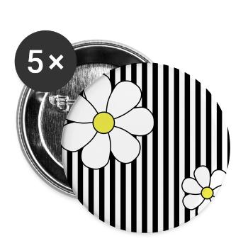 Stripes & Flowers - Buttons groß 56 mm (5er Pack) - Weiß - Vorne