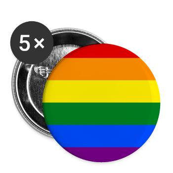 Pride Fahne, LGBTQ - Buttons groß 56 mm (5er Pack) - Weiß - Vorne
