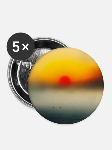 Abendstimmung am ruhigen Meer - Buttons groß 56 mm (5er Pack) - Weiß