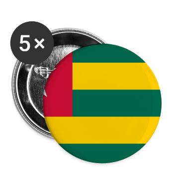 Togo – Flagge mit roter Ecke und gelben Streifen - Buttons groß 56 mm (5er Pack) - Weiß - Vorne