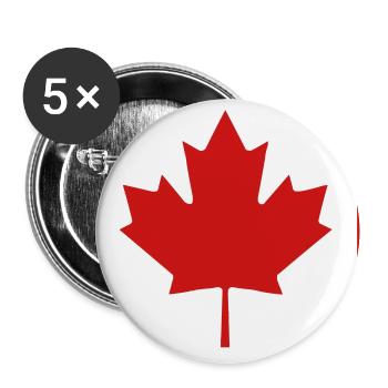 Roter Ahornblatt Kanada Flagge - Buttons groß 56 mm (5er Pack) - Weiß - Vorne