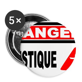 Panneau Danger Caustique - Lot de 5 grands badges (56 mm) - blanc - Devant