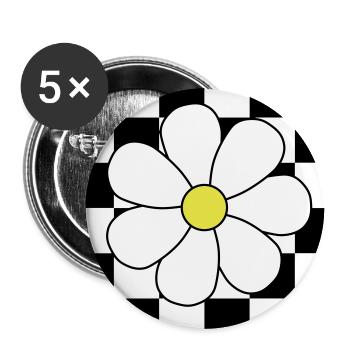 Check, check, Blümchen - Buttons groß 56 mm (5er Pack) - Weiß - Vorne