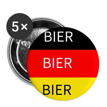 Bier Flagge Schwarz Rot Gold Deutschland - Buttons groß 56 mm (5er Pack) - Weiß - Vorne