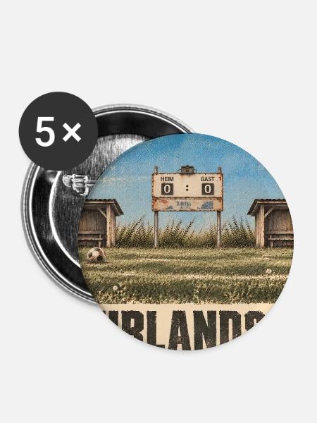 Fussball - Kulturlandschaft - Buttons groß 56 mm (5er Pack) - Weiß
