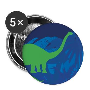 Urwald Dinos Langhals - blau - Buttons groß 56 mm (5er Pack) - Weiß - Vorne