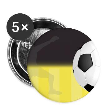 Football - noir jaune - joueur de football - Lot de 5 grands badges (56 mm) - blanc - Devant