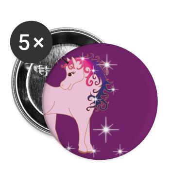 Licorne fantaisie avec étoile - Violet - Lot de 5 grands badges (56 mm) - blanc - Devant
