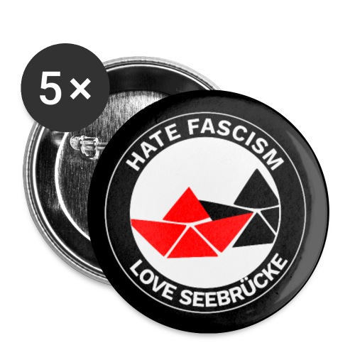 Maske: Hate Fascism - Love Seebrücke - Buttons groß 56 mm (5er Pack)