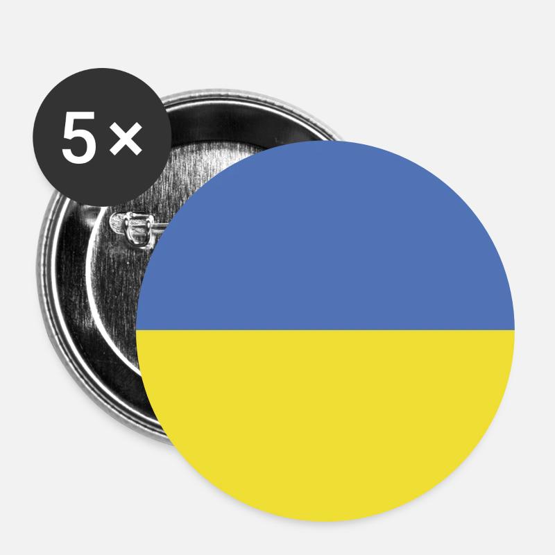 Ukraine Flag Flag - Buttons large 2.2''/56 mm (5-pack) - white