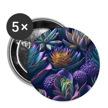Succulent cadeau Echeveria - Lot de 5 grands badges (56 mm) - blanc - Devant