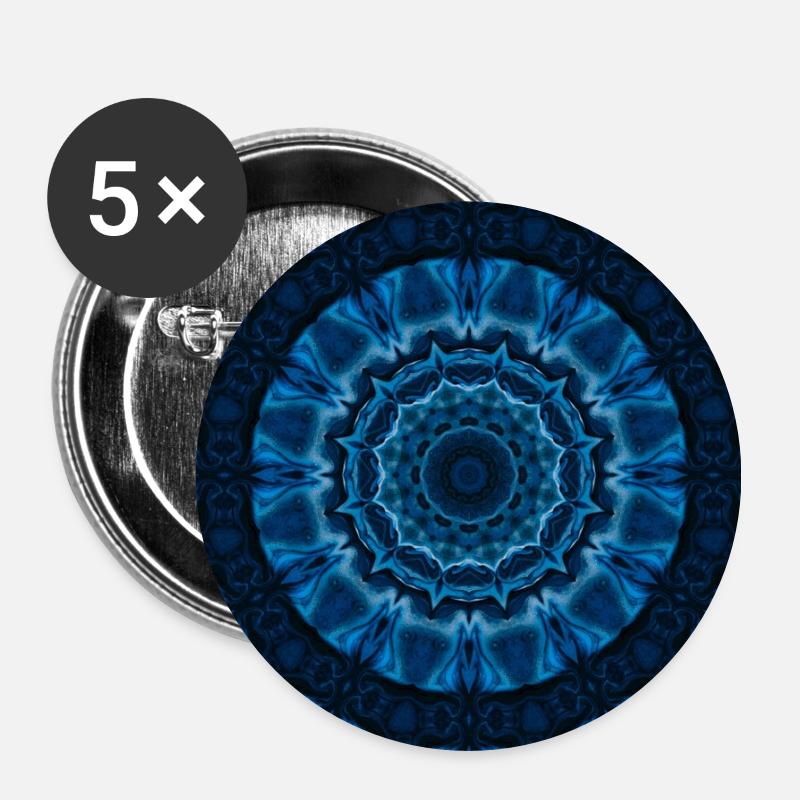 Azure Mandala Kaleidoscope - Buttons large 2.2''/56 mm (5-pack) - white