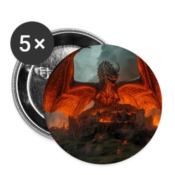 Ein Drache bedroht Beowulfs friedliches Königreich - Buttons groß 56 mm (5er Pack) - Weiß - Vorne