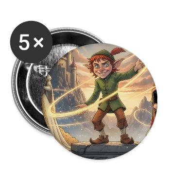 Rumpelstiltskin Spins Straw Into Shining Gold - Buttons groß 56 mm (5er Pack) - Weiß - Vorne
