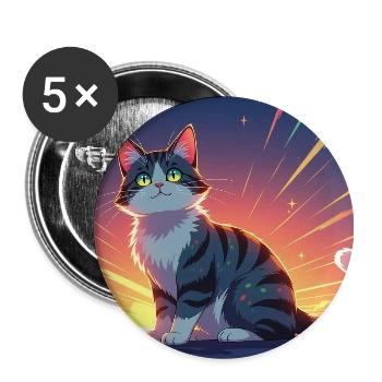 Katze im Abendlicht - Buttons groß 56 mm (5er Pack) - Weiß - Vorne