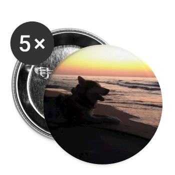 Dog on the beach sunset - Buttons large 2.2''/56 mm (5-pack) - white - Front