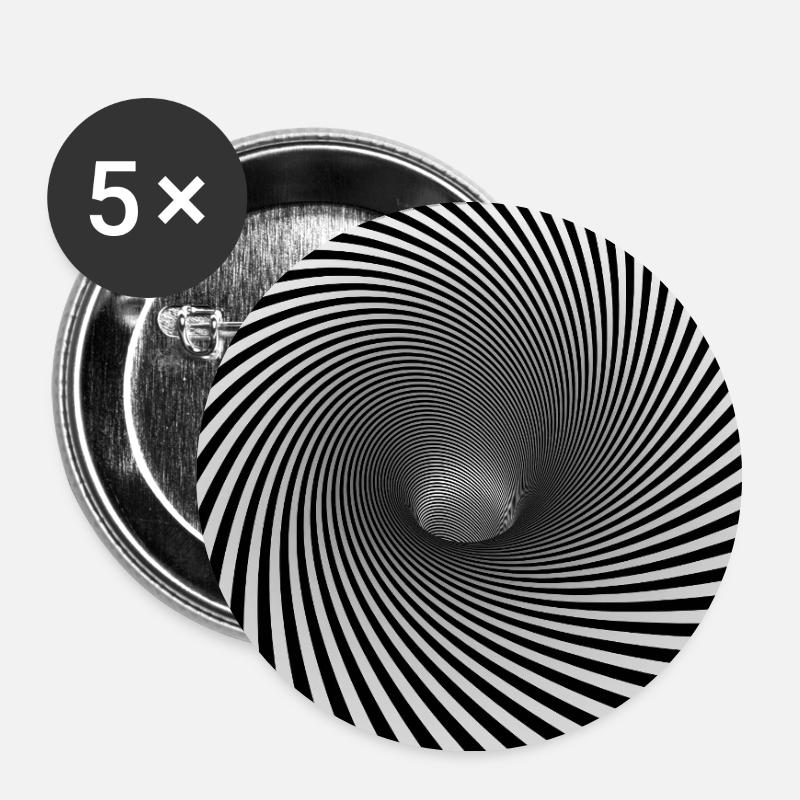Hypnotic Spiral Monochrome - Buttons large 2.2''/56 mm (5-pack) - white
