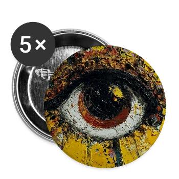 Sonnenblume - Sonnenauge Malerei - Buttons groß 56 mm (5er Pack) - Weiß - Vorne