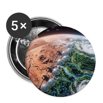 Terraformation planétaire : naissance d’une nouvelle vie à Spa - Lot de 5 grands badges (56 mm) - blanc - Devant