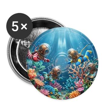 Surreal underwater world inside a washing machine  - Buttons groß 56 mm (5er Pack) - Weiß - Vorne