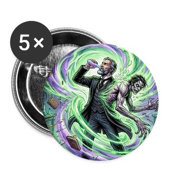 Dr. Jekyll und Mr. Hyde Split Face Klassische Literatur - Buttons groß 56 mm (5er Pack) - Weiß - Vorne