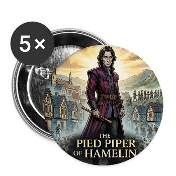 Hamelins verlorene Kinder Das Märchen des Rattenfängers - Buttons groß 56 mm (5er Pack) - Weiß - Vorne
