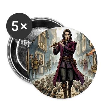 Hamelins verlorene Kinder Das Märchen des Rattenfängers - Buttons groß 56 mm (5er Pack) - Weiß - Vorne