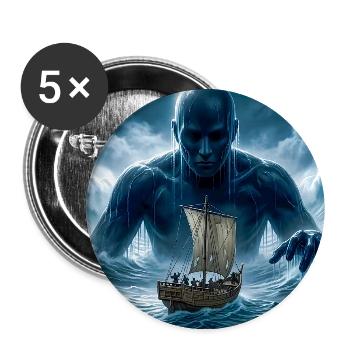 Der Umibōzu erhebt sich aus dem Dunklen Meer - Buttons groß 56 mm (5er Pack) - Weiß - Vorne